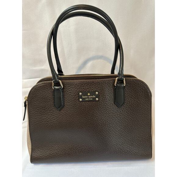 Kate Spade Chocolate Brown Pebble Leather Multi Pocket Handbag - Picture 1 of 8